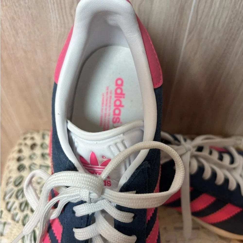 Adidas Gazelle Blue Suede and Pink Stripes Sneakers